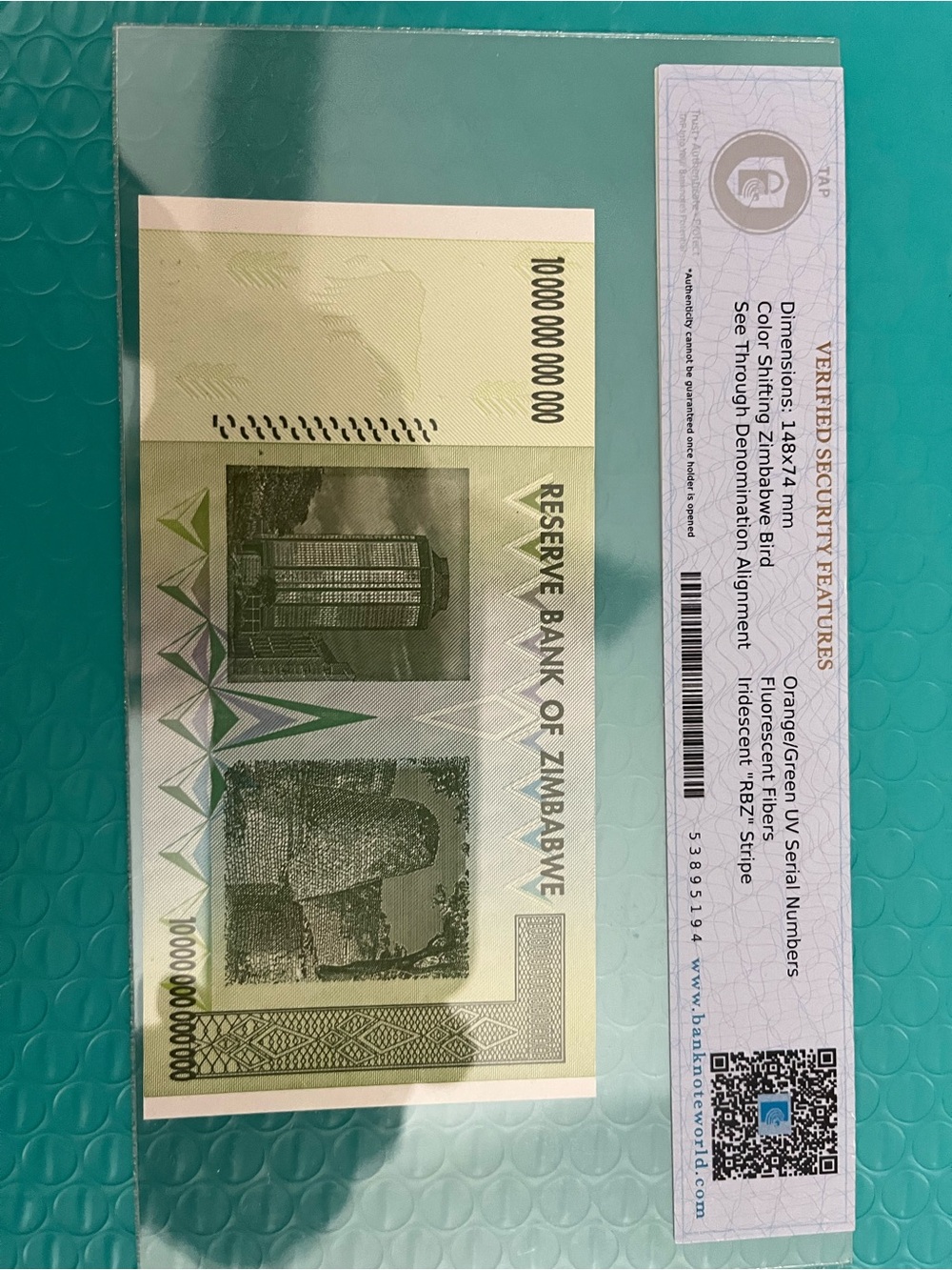 Zimbabwe 10 Trillion Bank notes  
Uncirculated
2008. AA series. - Picture 2 of 2